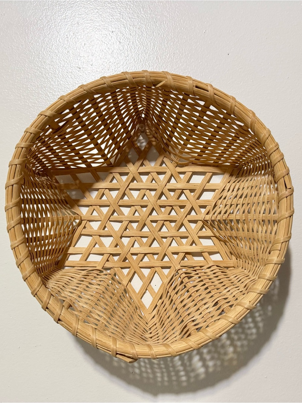 Handwoven Hexagram or 6-point Star Wicker Basket in Natural Tan